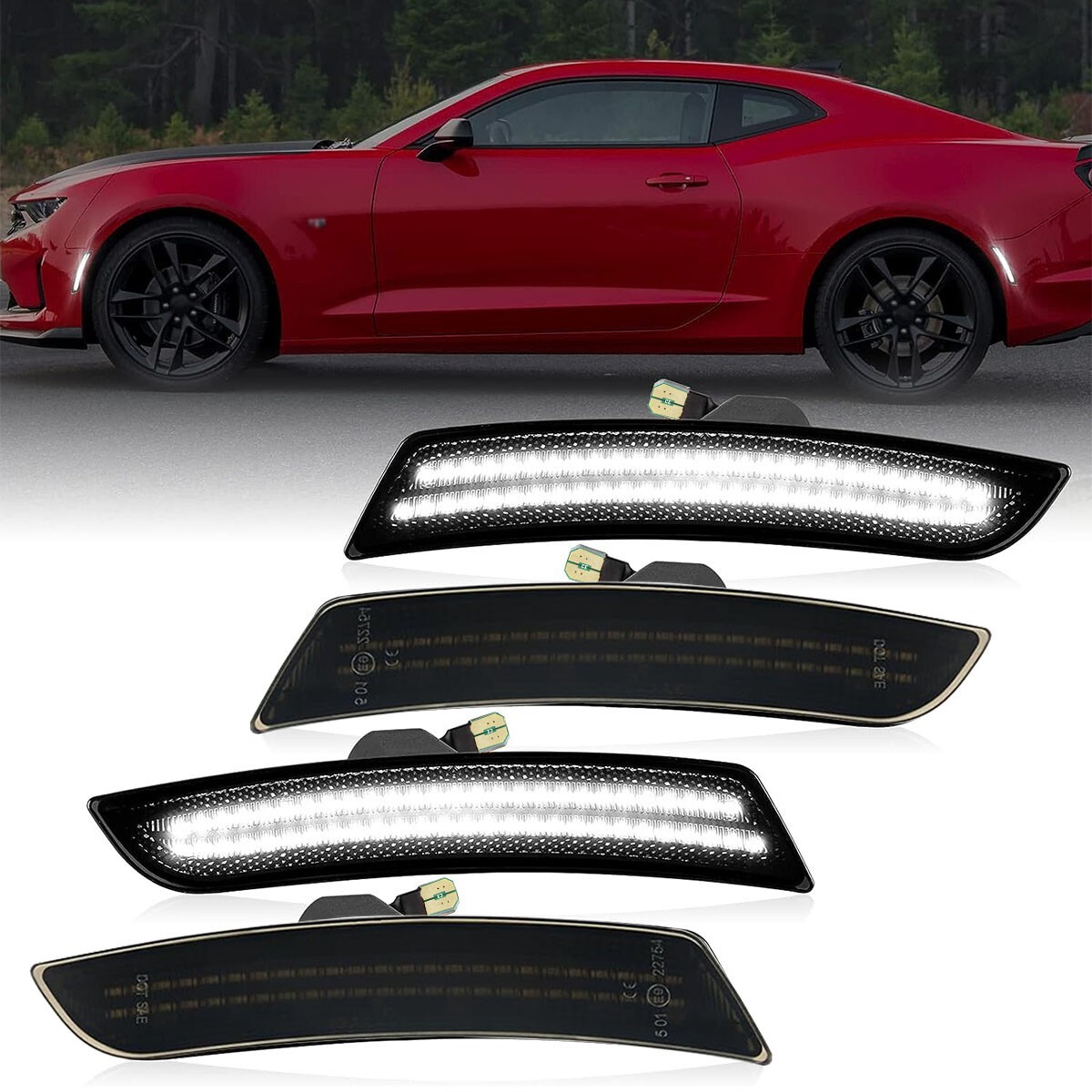 4PC Full LED Side Marker Lights Front Rear for Chevy Camaro 2016-23 LS LT SS ZL1