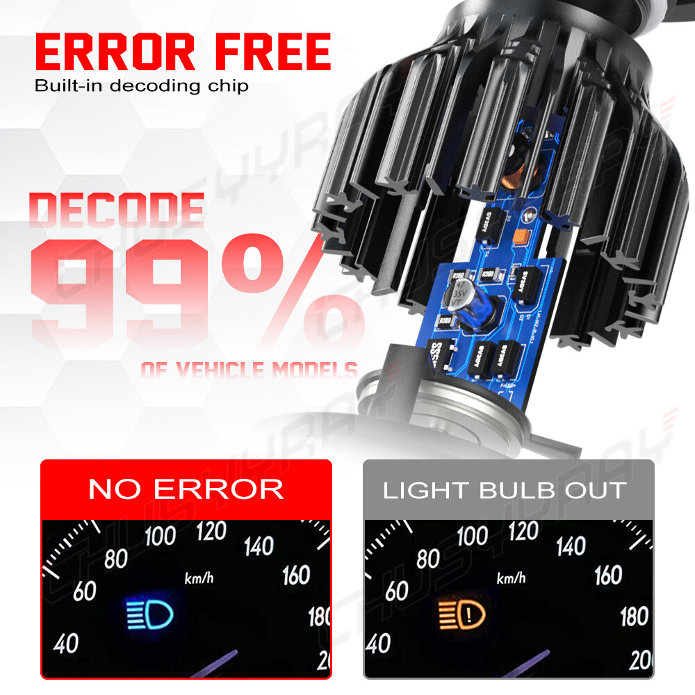 For Jeep Wrangler JK LJ TJ CJ DOT Pair 9003/H4 LED Headlight Hi/Lo Beam Bulb DRL