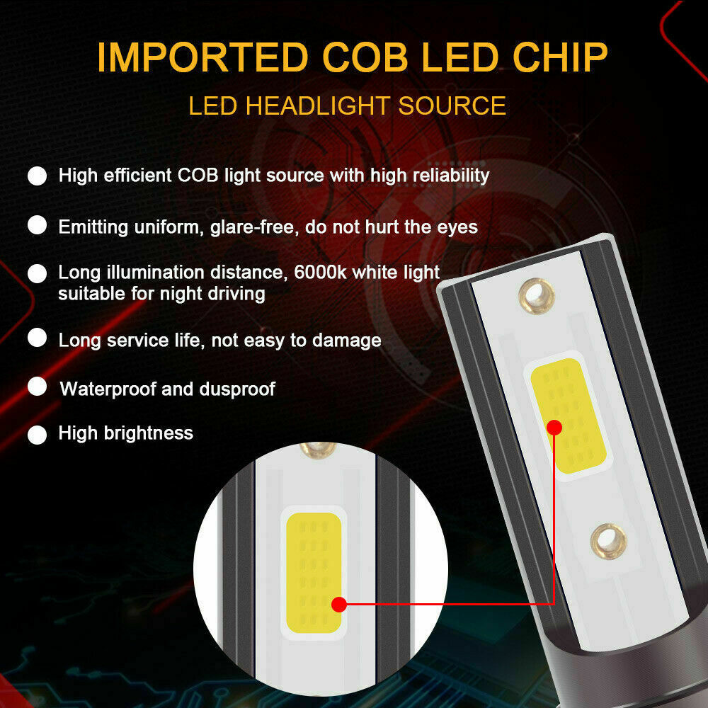 4x 2SIDE 9005 9006 LED Headlight Kit Combo Bulb 6500K High Low Beam Super White