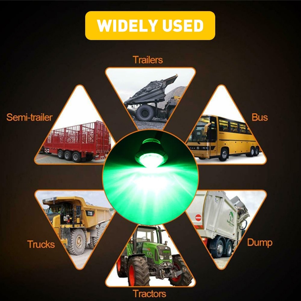 Green Round Marker Lights 3/4″LED Truck Trailer 12V Bullet Side Clearance Light