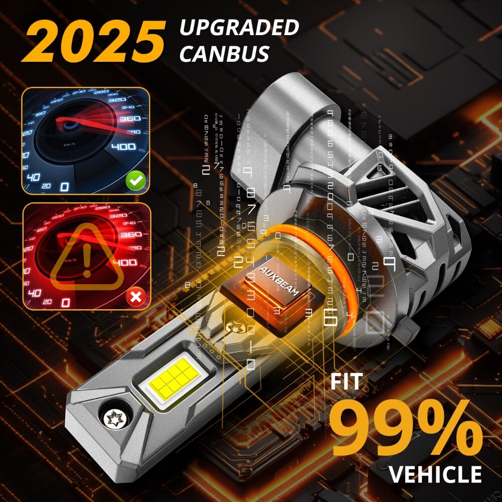 AUXBEAM 9005 H11 6500K 28000LM LED Headlight Hi/Low 9006 3000K Fog Bulbs 3Pairs