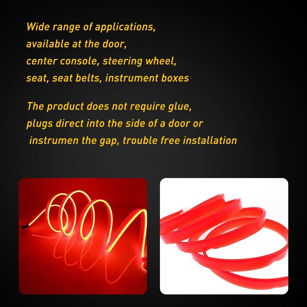 5M Red LED Car Interior Decorative Atmosphere Lamp Wire Strip Light Accessories