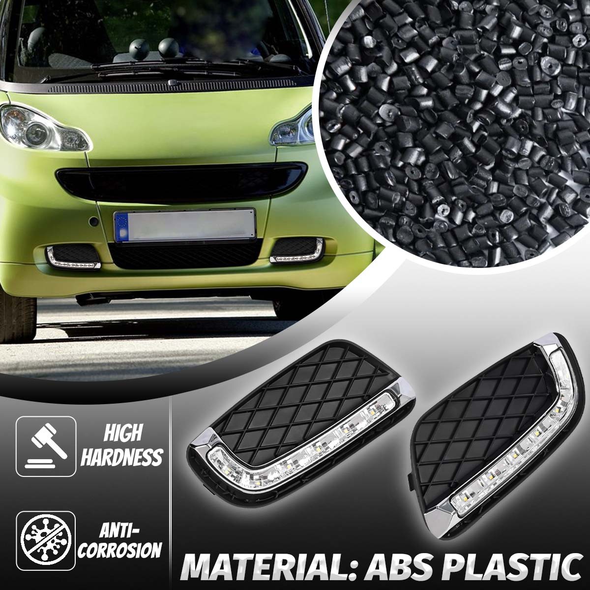 2x LED DRL Daytime Running Fog Light Lamp For Benz Smart Fortwo 2008-2011 USA