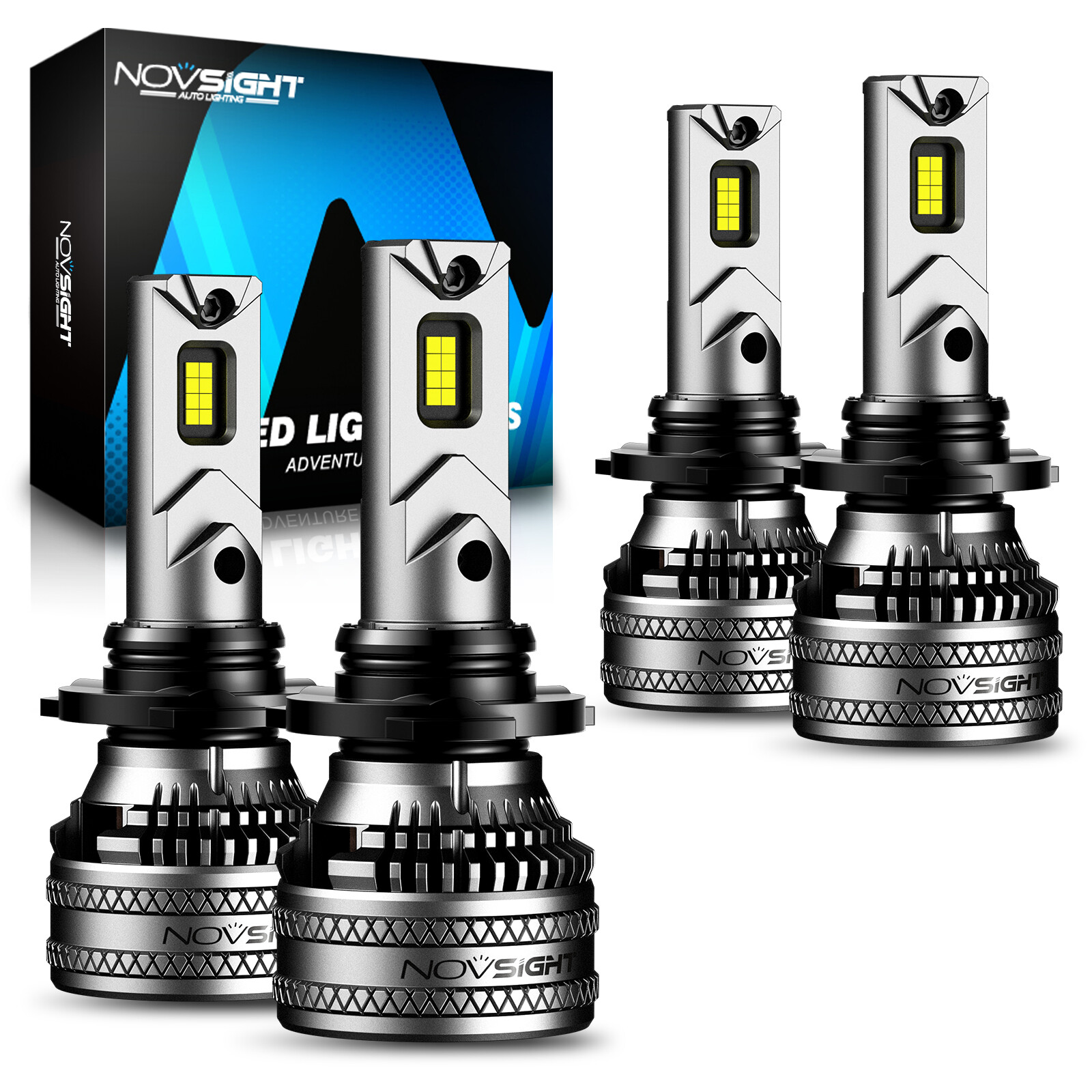 NOVSIGHT 9005 9006 HB3 HB4 LED Headlight Bulbs High-Low Beam 6500K 40000LM 200W