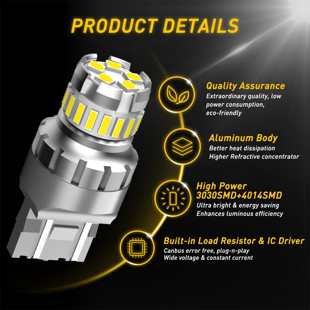 7443 7440 7444 LED Back Up Reverse Light Bulbs Cool White 6500K Extremely Bright