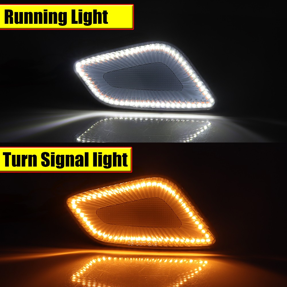 Smoke LED Front DRL / Side Marker Turn Signal Lights For 1997-2006 Jeep Wrangler