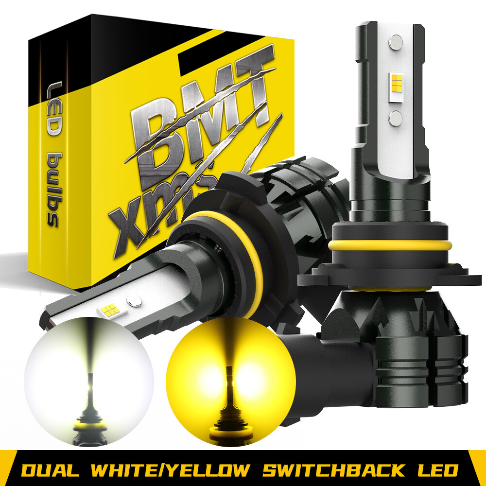 2X H10 9145 9045 LED Fog Light Bulb DRL Switchback Dual Color White Amber Bright