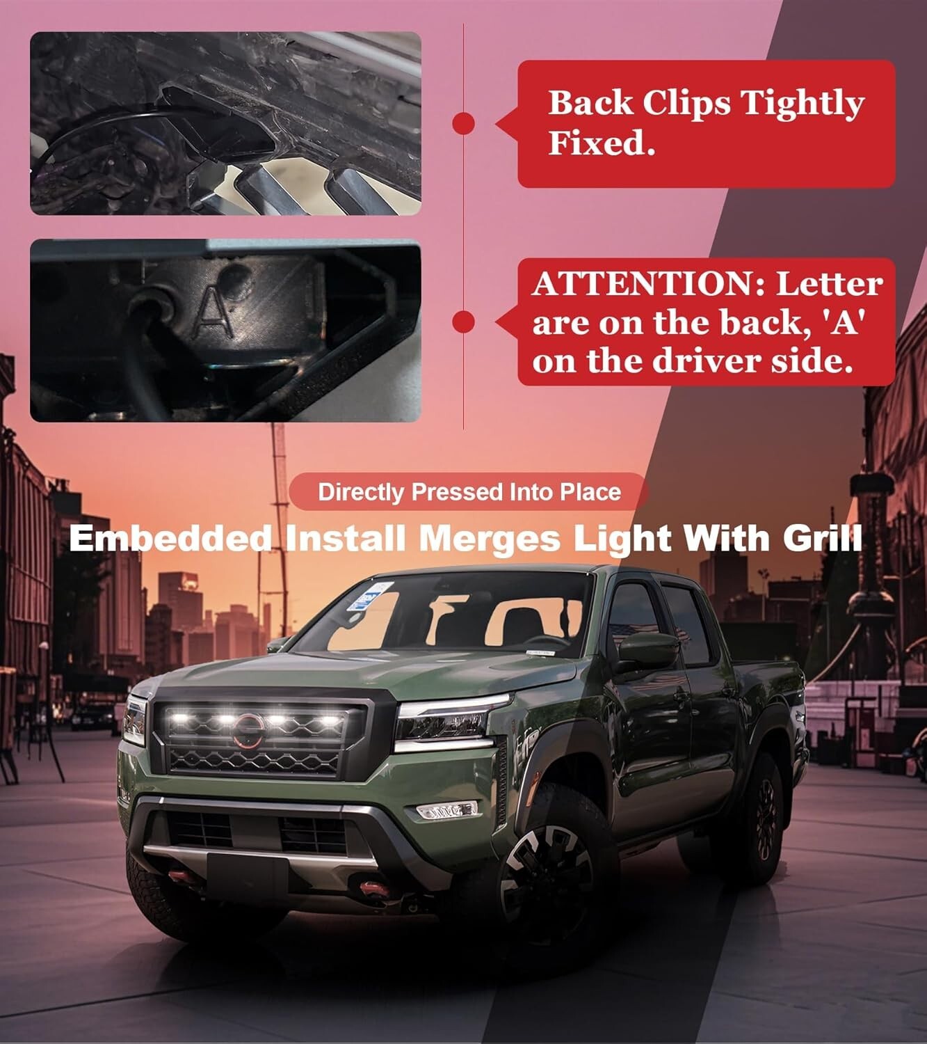 LED Grill Lights for Nissan Frontier 2022 2023 2024 PRO 4X S SV SL Accessories