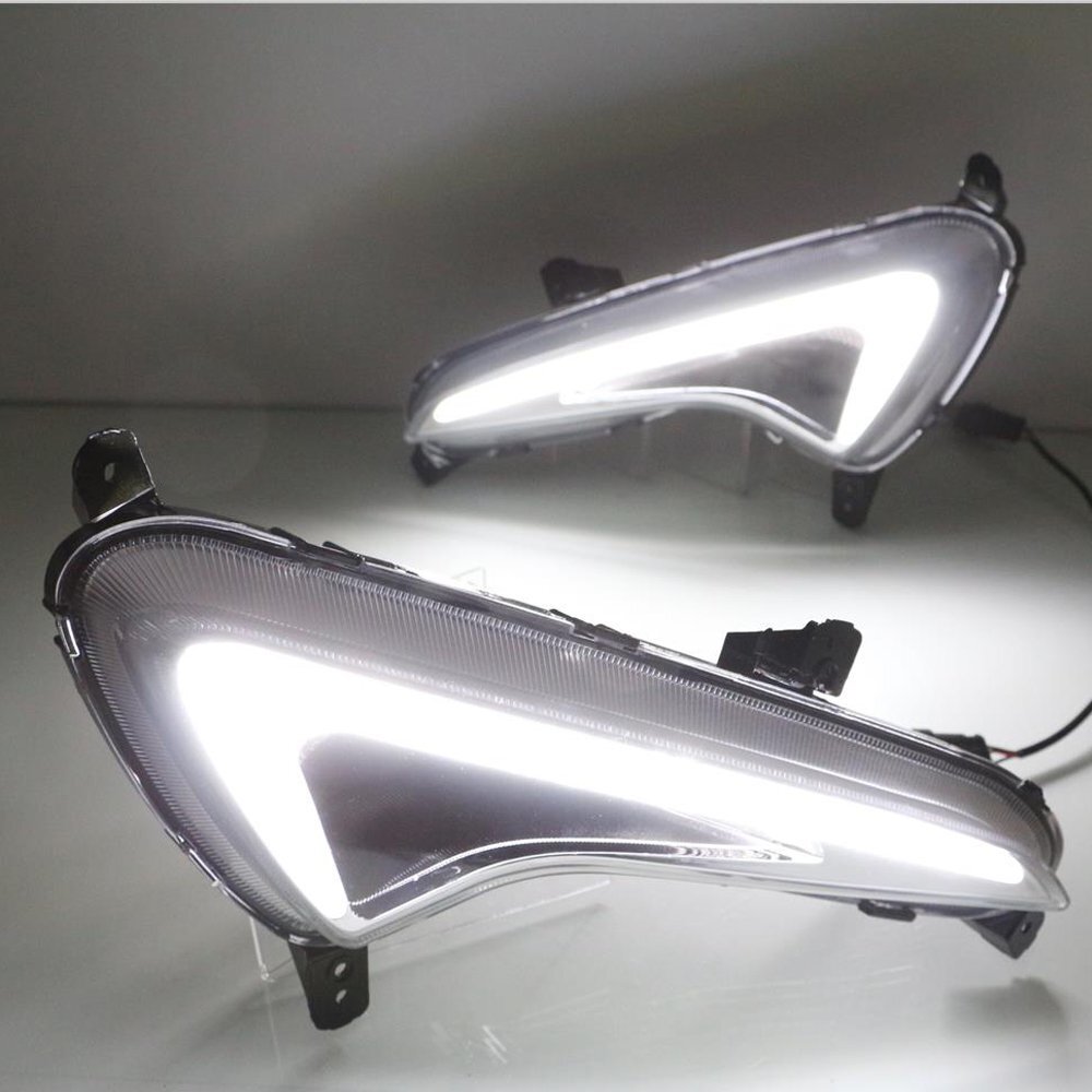 DRL Daytime Running Light LED Lamp For Hyundai Accent Solaris Verna 14-16 W Turn