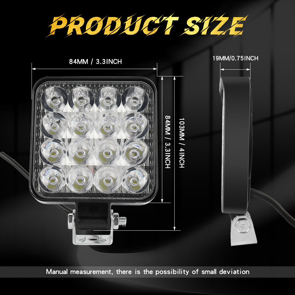 4INCH LED Work Light Flood SPOT Lights For Truck Off Road Tractor ATV Square 48W