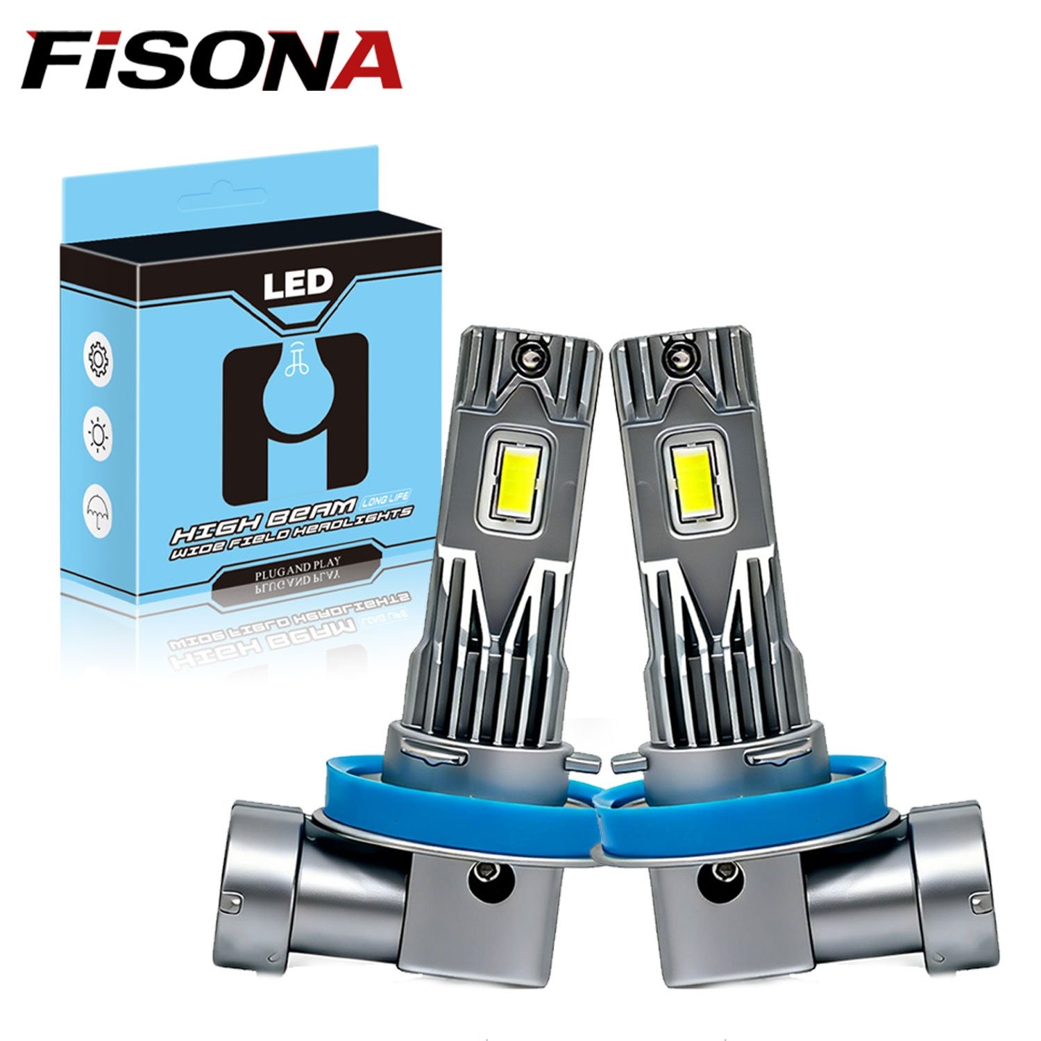 FISONA H11 H8 LED Headlight Kit Low Beam Bulbs Super Bright 6500K White 80000LM