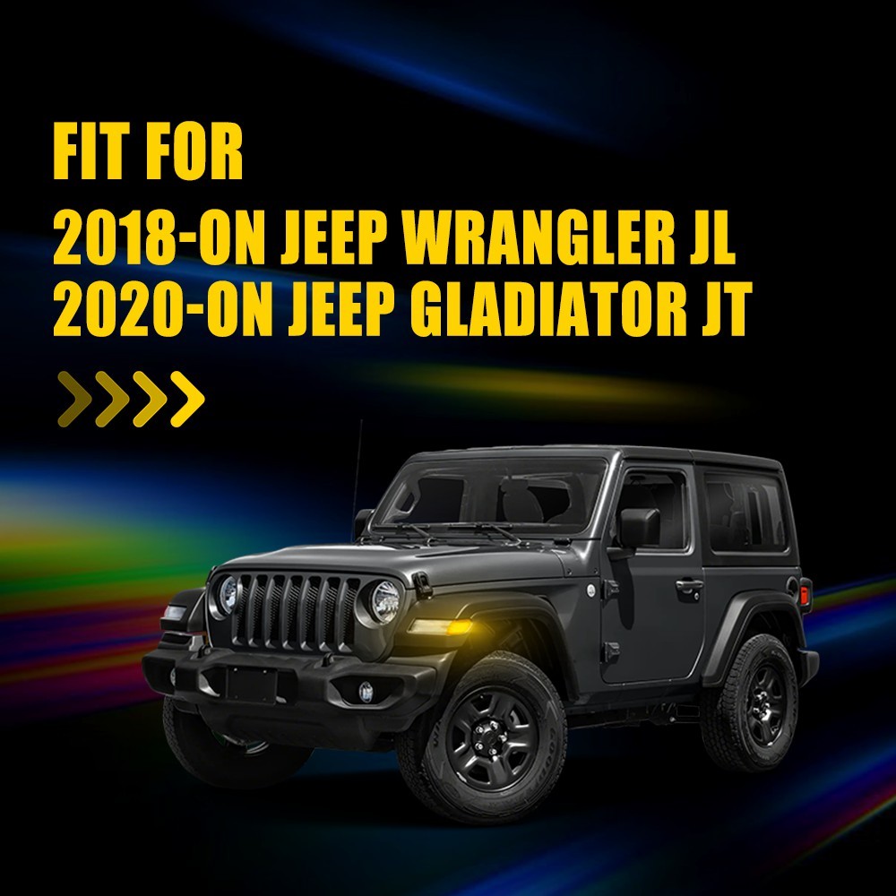 4PC Front Fender LED Side Marker Light Amber For 18+ Jeep Wrangler JL/Gladiator