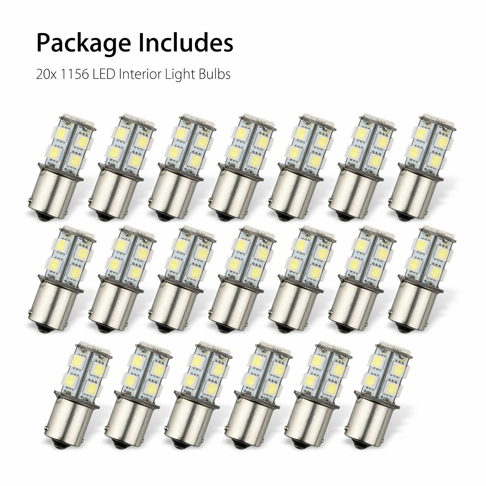 20x Super White 1156 1141 13-SMD RV Camper Trailer LED Interior Light Bulbs Lamp