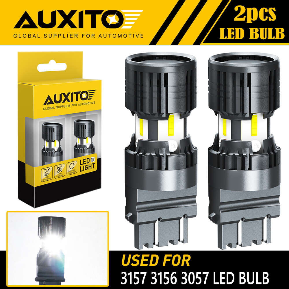 2Pcs 3157 3156 4157 LED Bulbs White with Built-in Resistor Turn Signal Light