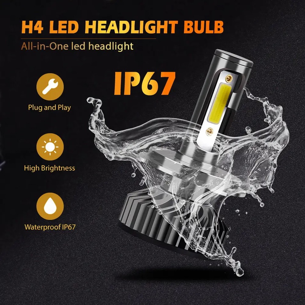 4PCS Black 5.75″ 5-3/4″ Round GLASS LED Headlight High Low Beam for Ford Galaxie