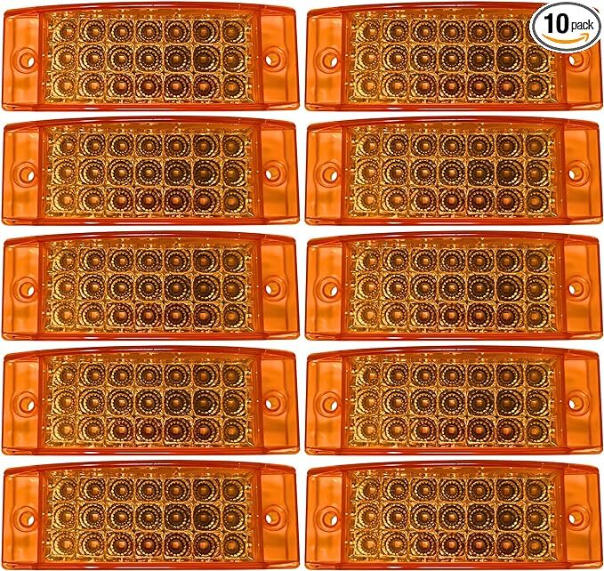 10- Amber 21 LED Side Marker Clearance Light Rectangle 12V Truck Trailer Camper