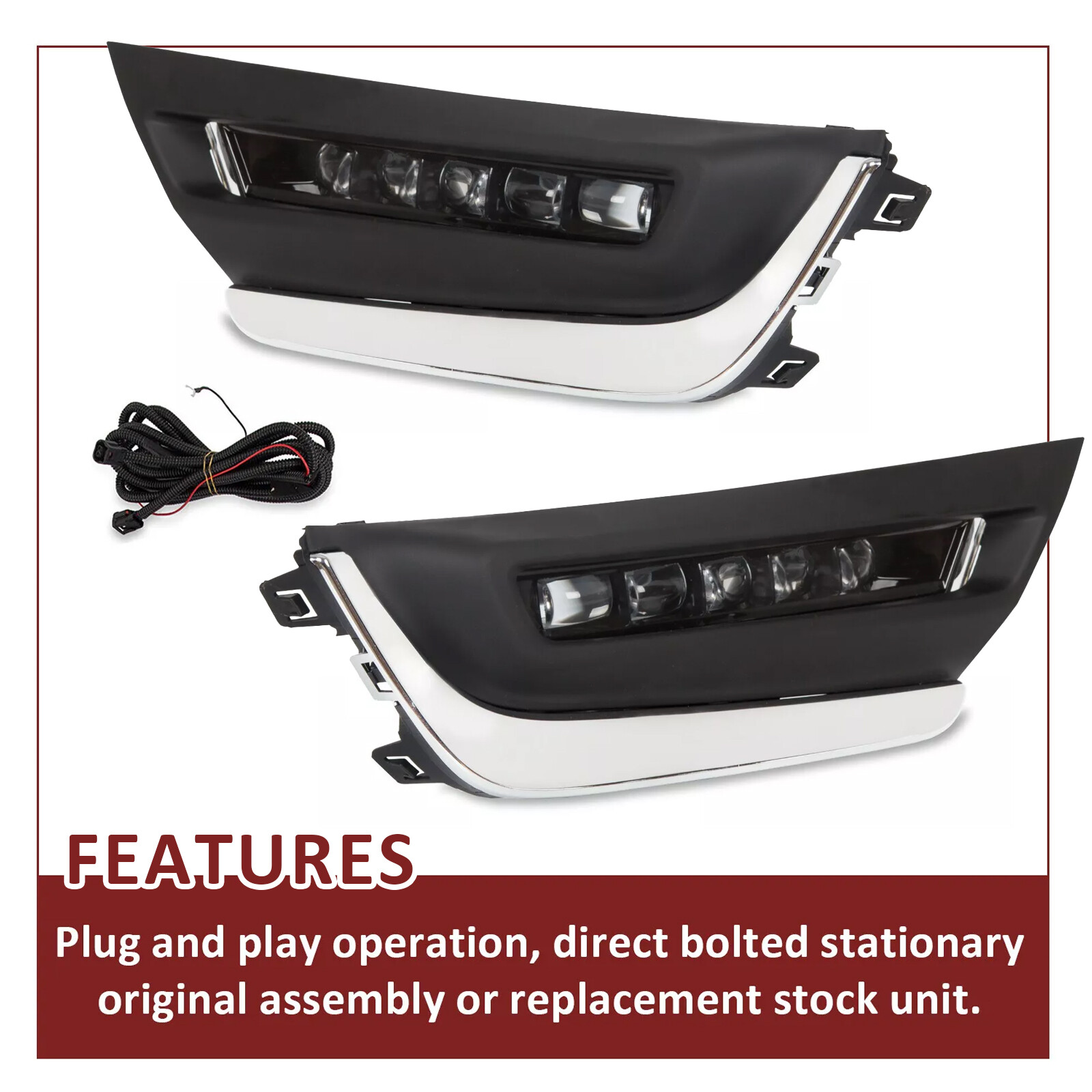 For Honda CRV CR-V 2017-2019 LED DRL Daytime Running Fog Lamp Lights w/Brackets