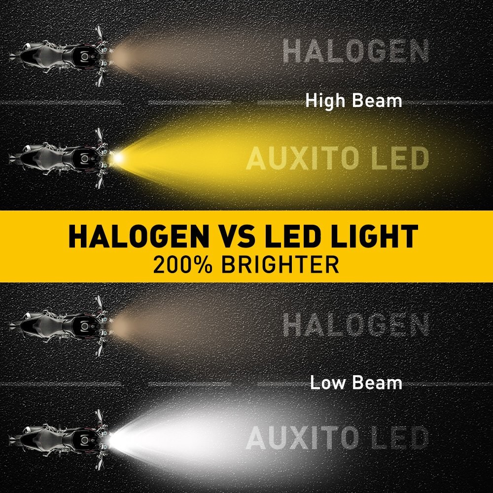 AUXITO LED Light 3000K Yellow 6000K White Bulb HEADLIGHT Motorbike ATV UTV EXC