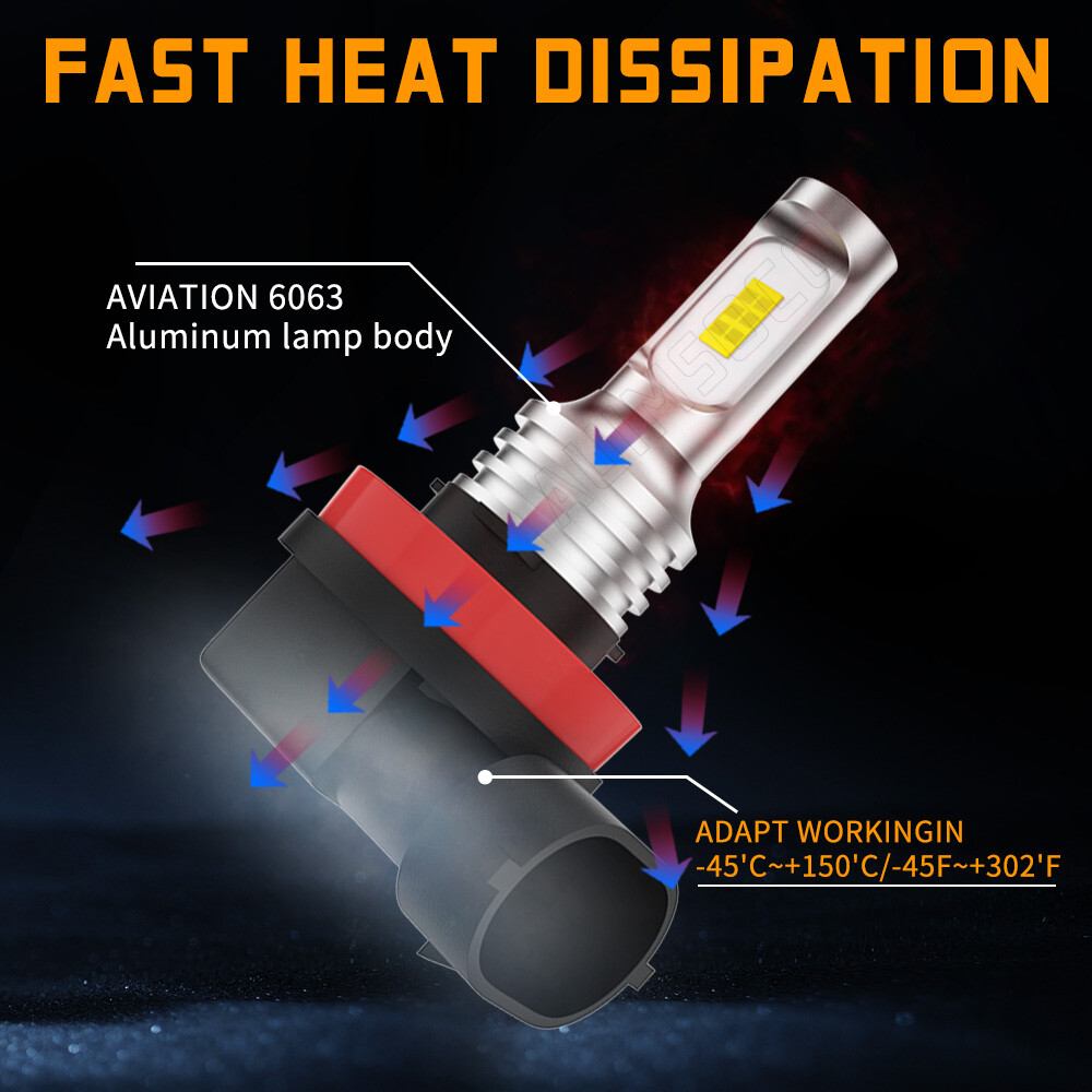 H11 LED Headlight Super Bright Bulbs Kit 8000K White 330000LM High/Low Beam