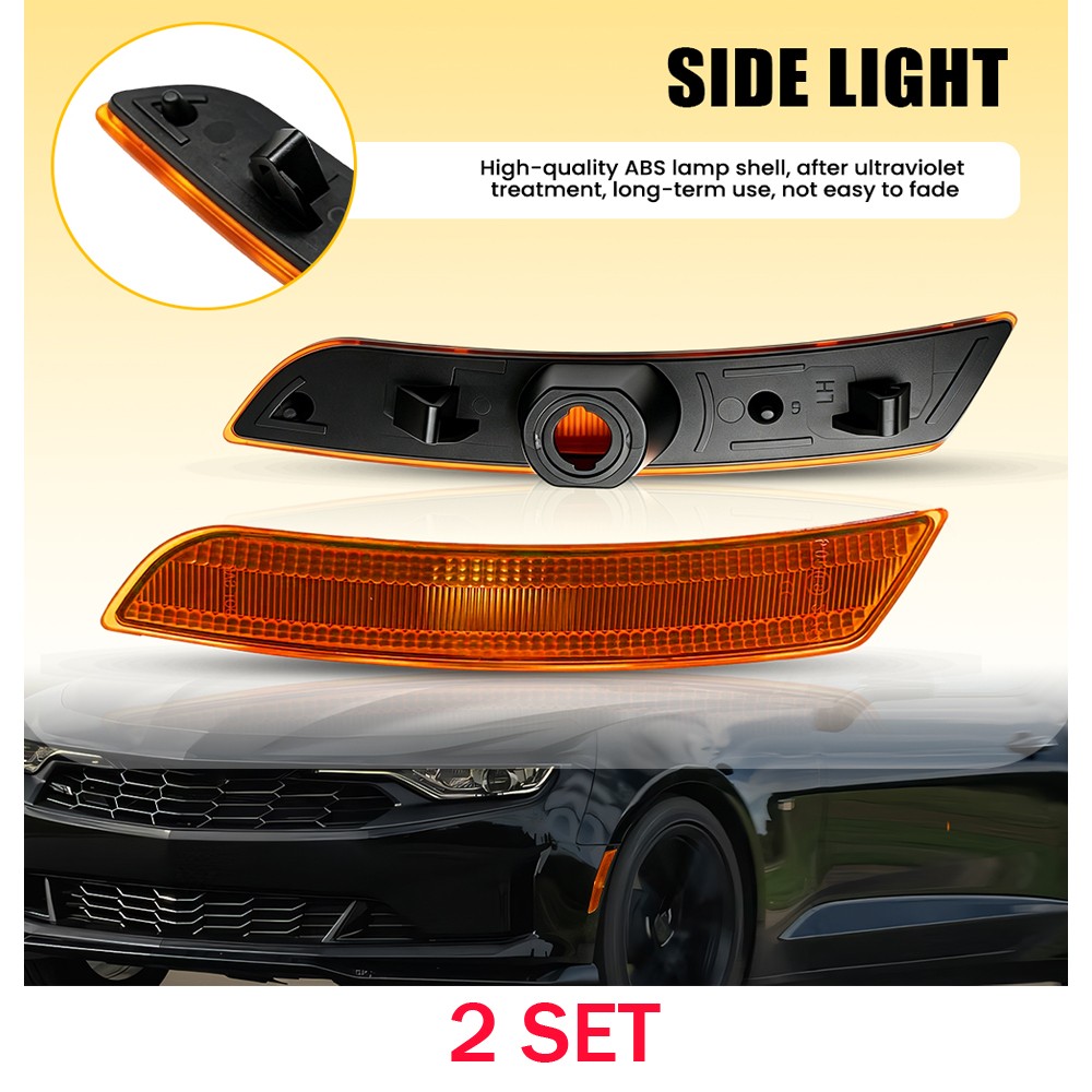 LED Side Marker Light Housings 4PCS Fits 2016-23 Chevrolet Camaro Amber 23169181