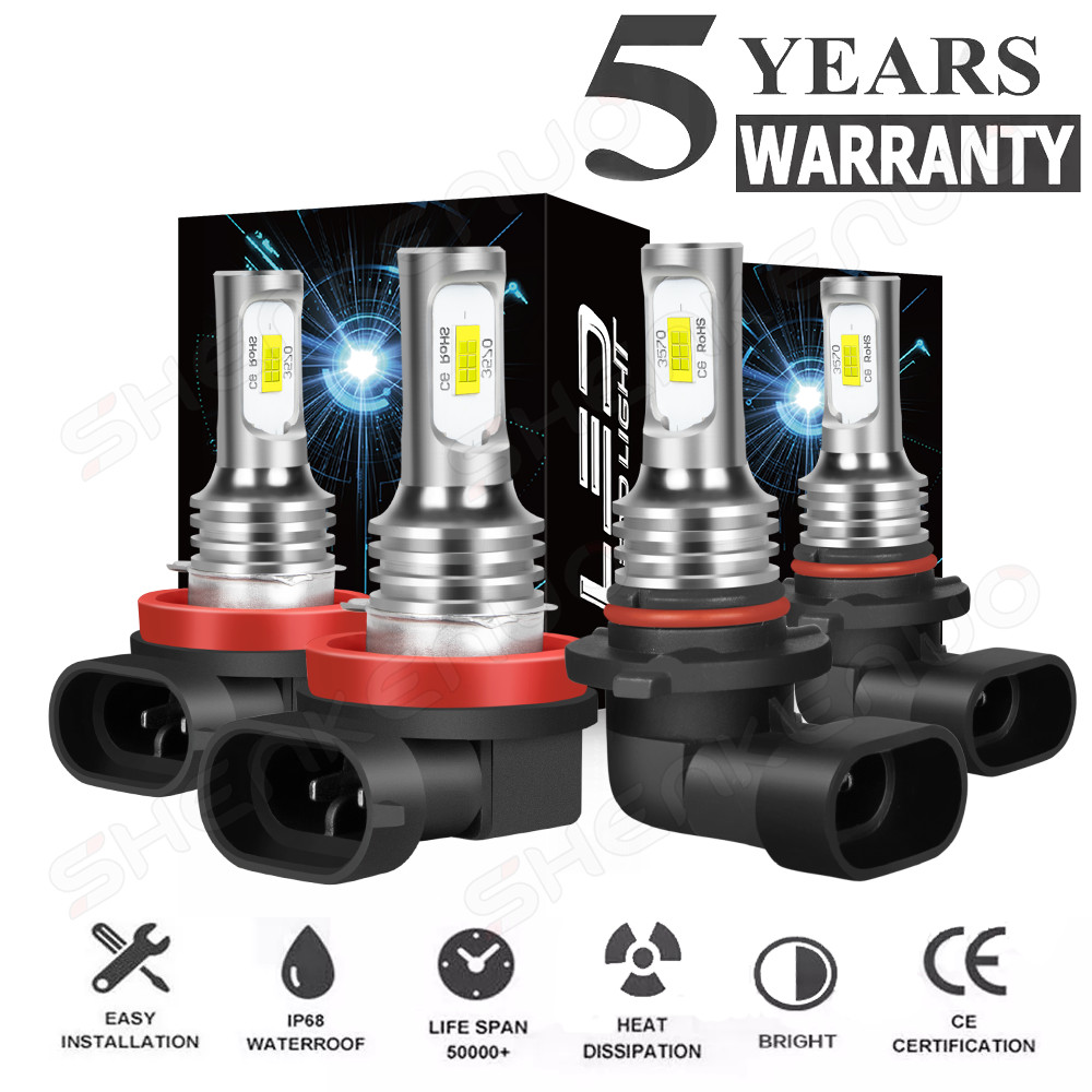 H11 9005 LED Headlight Super Bright Bulbs Kit 8000K White 330000LM High/Low Beam