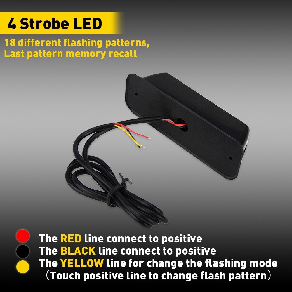 4 LED Amber White Truck Car Emergency Beacon Warning Hazard Flash Strobe Light