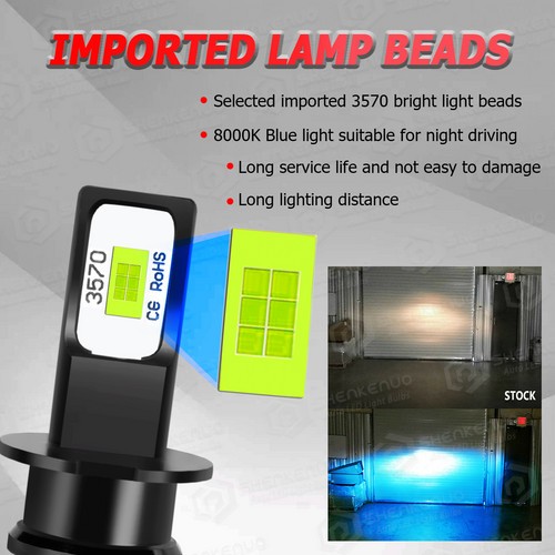For 1990-1998 Chevy C1500 C2500 – 2PCS 8000K H3 LED Fog Light Bulbs CSP Chip New