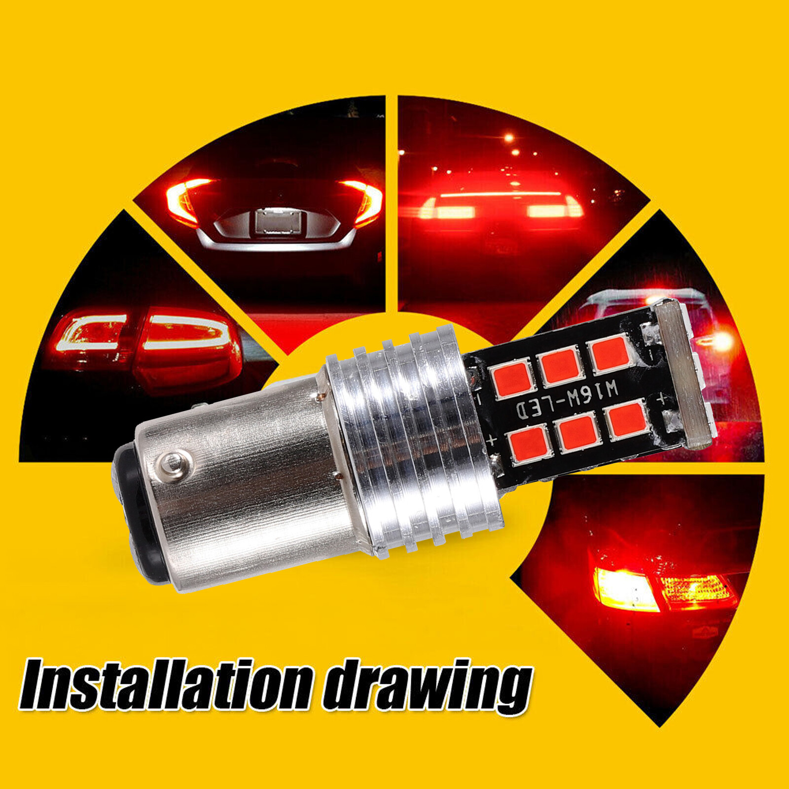 4PCS 1157 LED Brake Light Safety Brake Stop Tail Parking Light Bulbs Lamp Red 3W