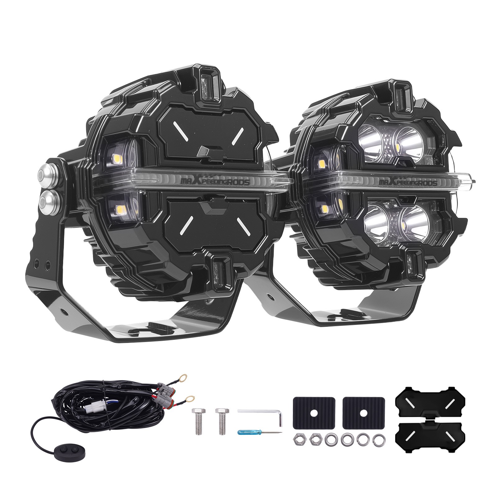 LED Driving Lights 3.5inch 160W Spot Beam RGB Pods DRL White Amber IP68 19200LM