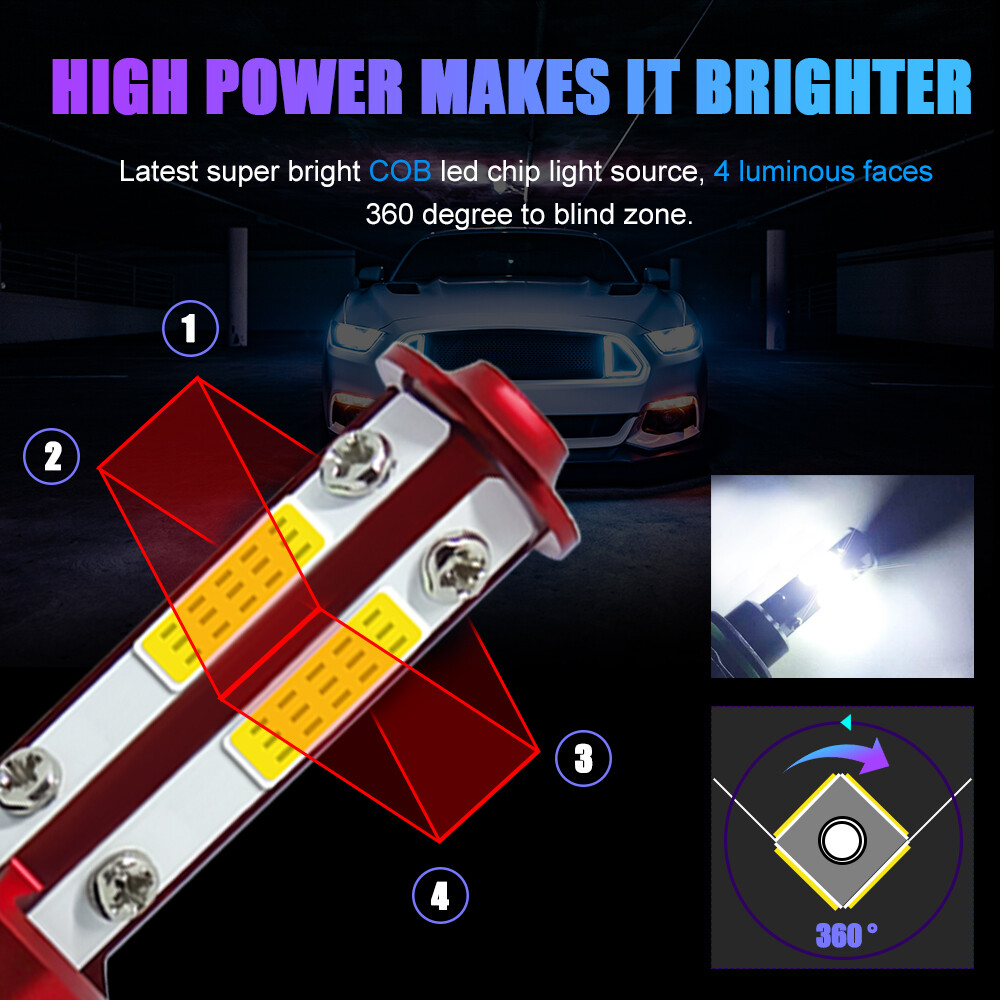 H11 9005 LED Headlight Super Bright Bulbs Kit 6000K White 330000LM High/Low Beam