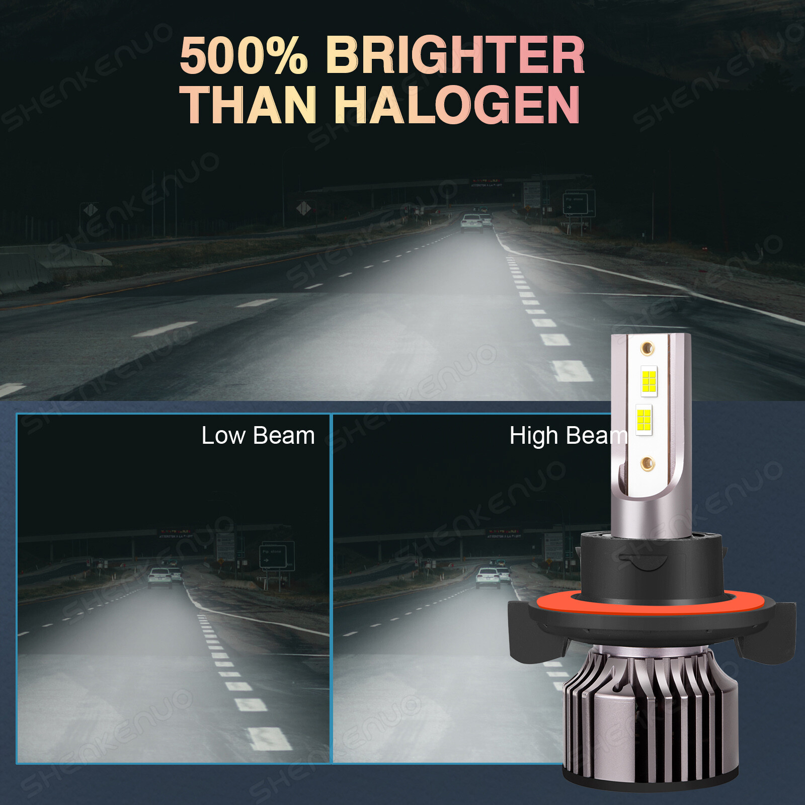 9008 H13 LED Headlight High/Low Beam + 9145 9140 H10 Fog Light Bulbs Combo Kit