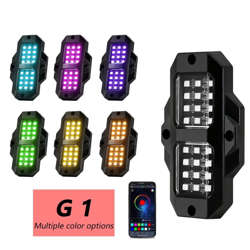 6 Pod RGB LED Rock Light Underbody Trail Rig Glow Lamp Offroad SUV Pickup Truck