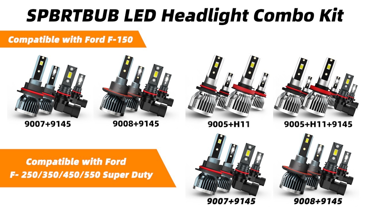 LED Headlight Bulbs 9008/H13 & 9145 Fog Lights for 2004-2014 Ford F-150, 4-Pack