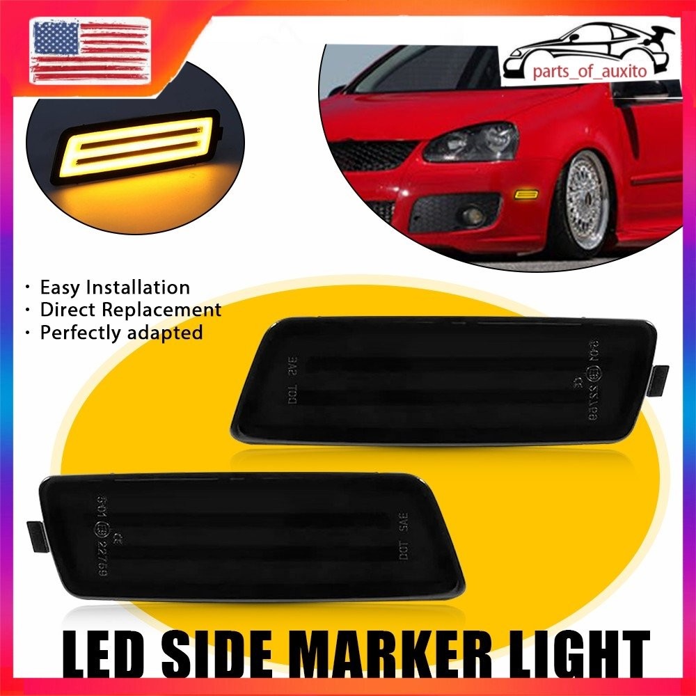 2/4x Front LED Marker Side Indicator Light Lamp For MK5 05-10 Volkswagen Jetta