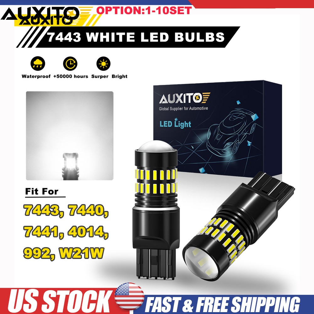 7443 7440 LED Tail Brake Backup Reverse Turn Signal Light Bulb White 6000K 2-20x