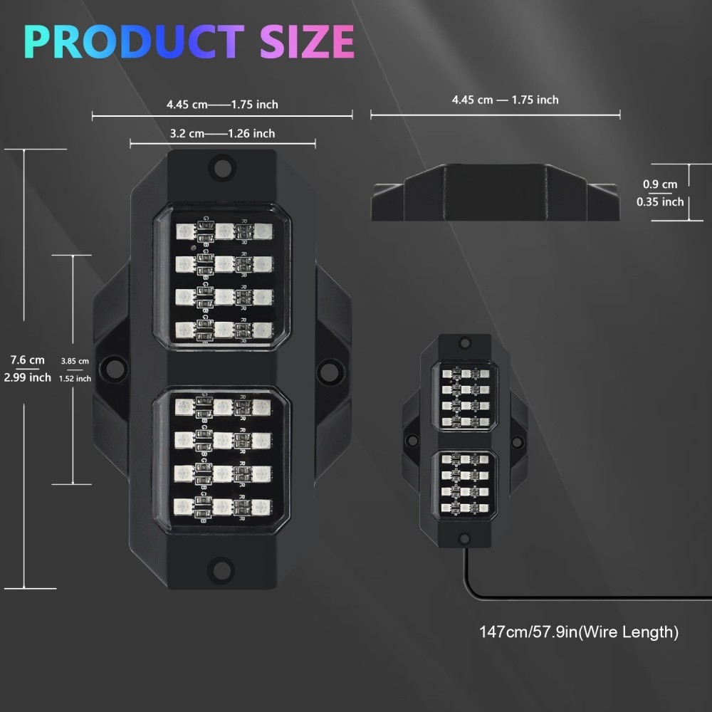 6 Pod RGB LED Rock Light Underbody Trail Rig Glow Lamp Offroad SUV Pickup Truck