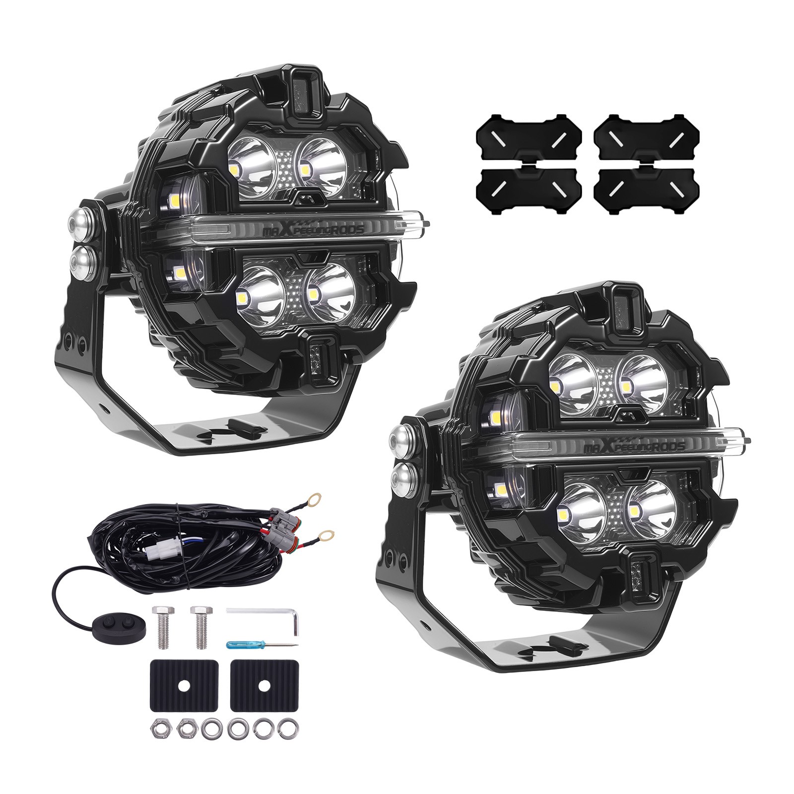 LED Driving Lights 3.5inch 160W Spot Beam RGB Pods DRL White Amber IP68 19200LM