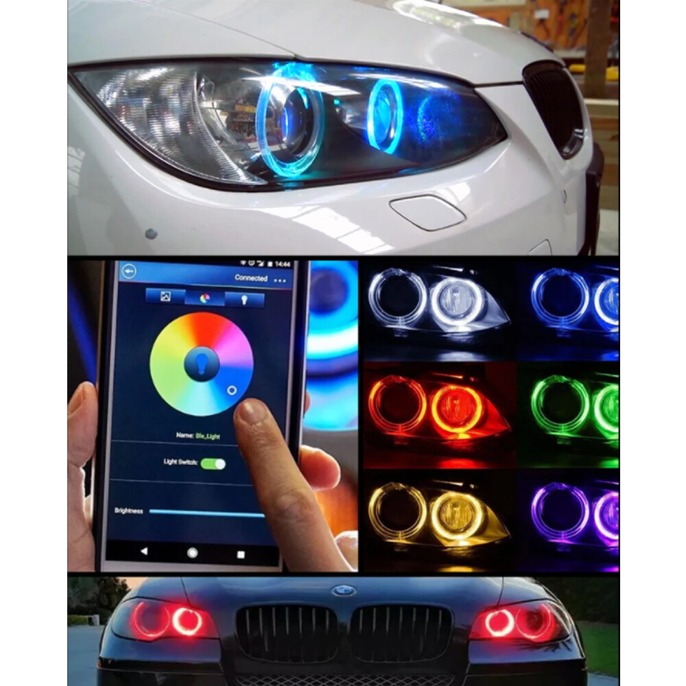 2x H8 Phone Control LED RGB Angel Eyes Halo Ring Bulb For BMW E90 E92 335i X5 X6