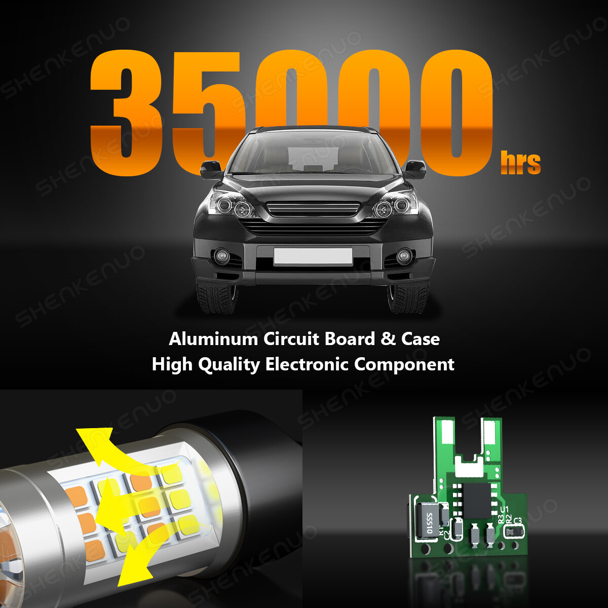 2x Front/Rear Turn Signal Light Amber/White 7443 LED Bulb For Honda Accord Civic