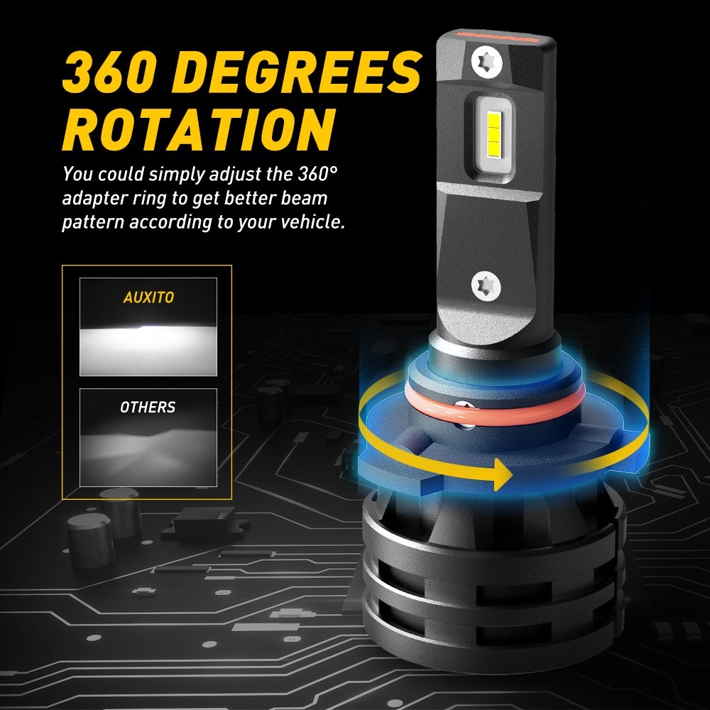 AUXITO 9005 9006 9012 HB3 HB4 Headlight LED High Beam Low Beam Bulb White 6000K