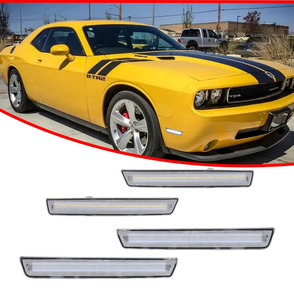 4x Clear LED Side Marker Lights For 2015-2023 Dodge Challenger R/T ScatPack SXT