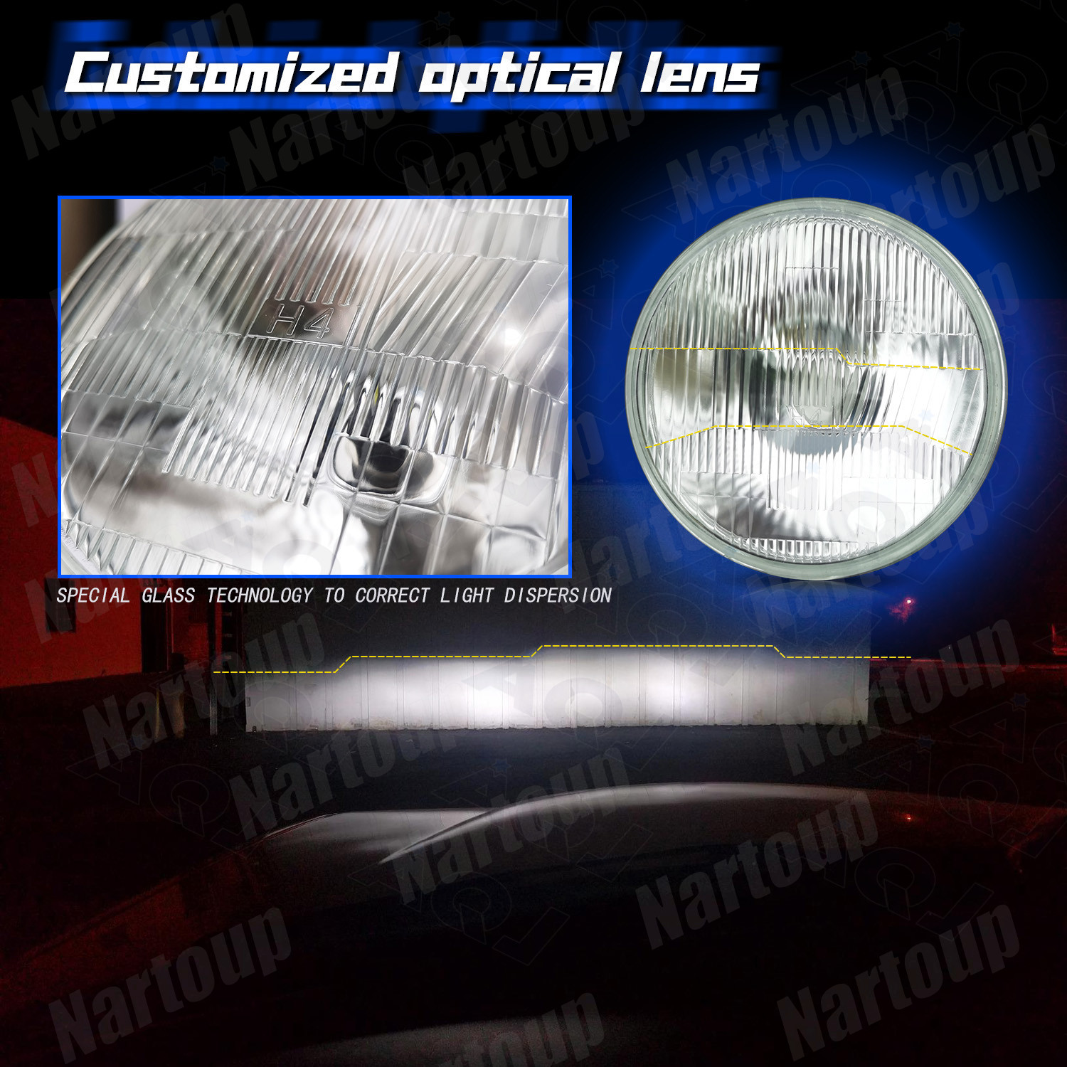 For Chevy Impala El Camino 5.75″ 5-3/4″Led Headlights Hi/Lo Beam H4/9003 4PC