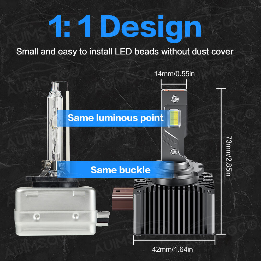 D1S D1R 10000K LED Headlight High Low Beam Bulbs 330000LM White Super Bright