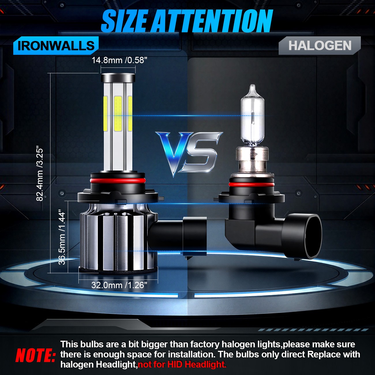 6-Sides 9005 LED Bulbs Headlight Conversion Kit High Beam 6500K Bright Plug&Play