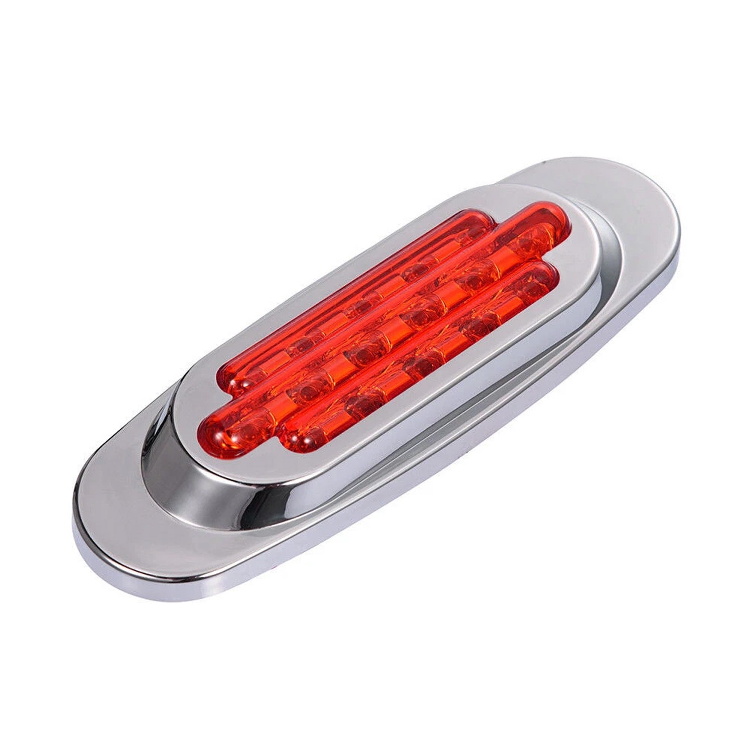 10x Truck Parts 6.5″ Inch Red LED Chrome Side Marker Lights Clearance Waterproof