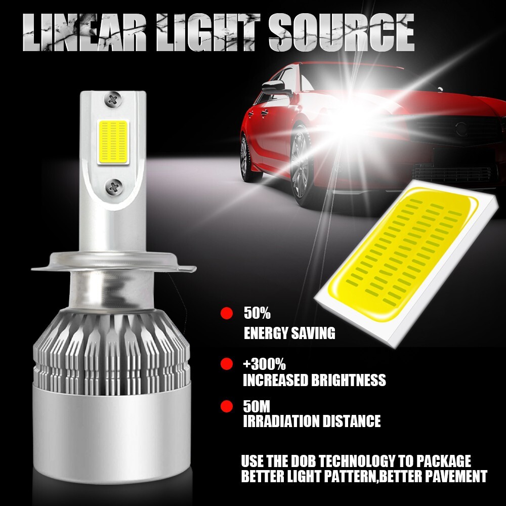 Pair H7 LED Headlight Bulbs Kit Hi/Low Beam 6000K 280W 720000LM Fog Lights White