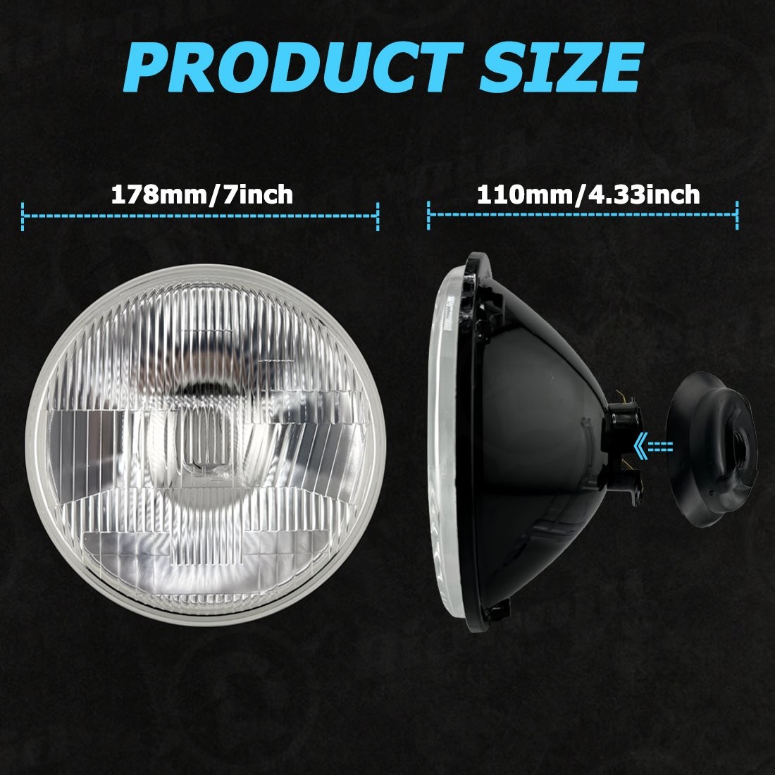 Pair 7″ inch Round LED Headlights H4 High-Low Beam For Jeep CJ5 1959-1982 1983