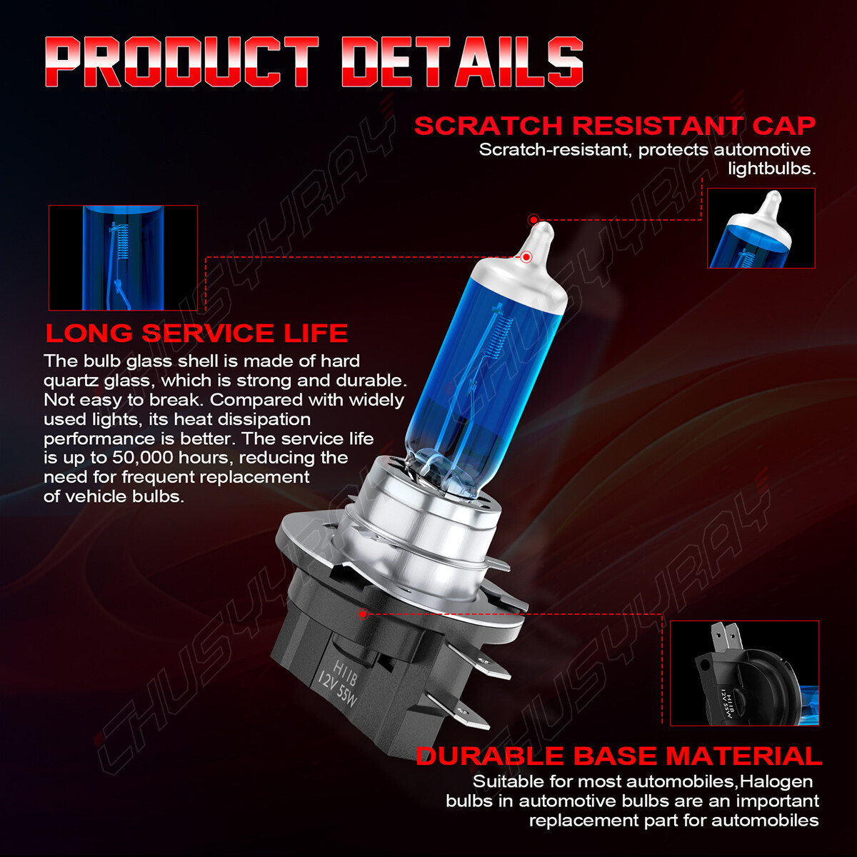 2PCS H11B Halogen Headlight Bulbs Conversion Kit Low Beam White Super bright