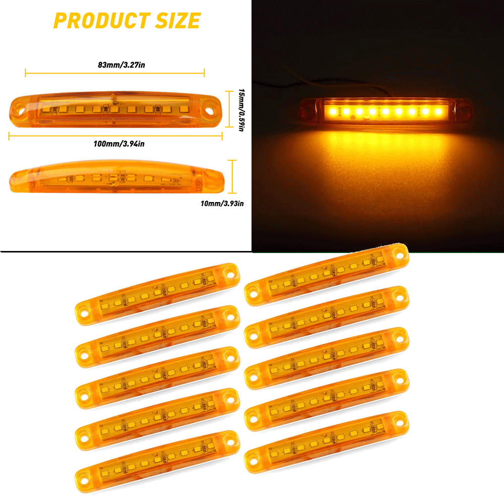 10X Amber LED Side Marker Lights Bullet Clearance Light Truck Trailer Wateproof