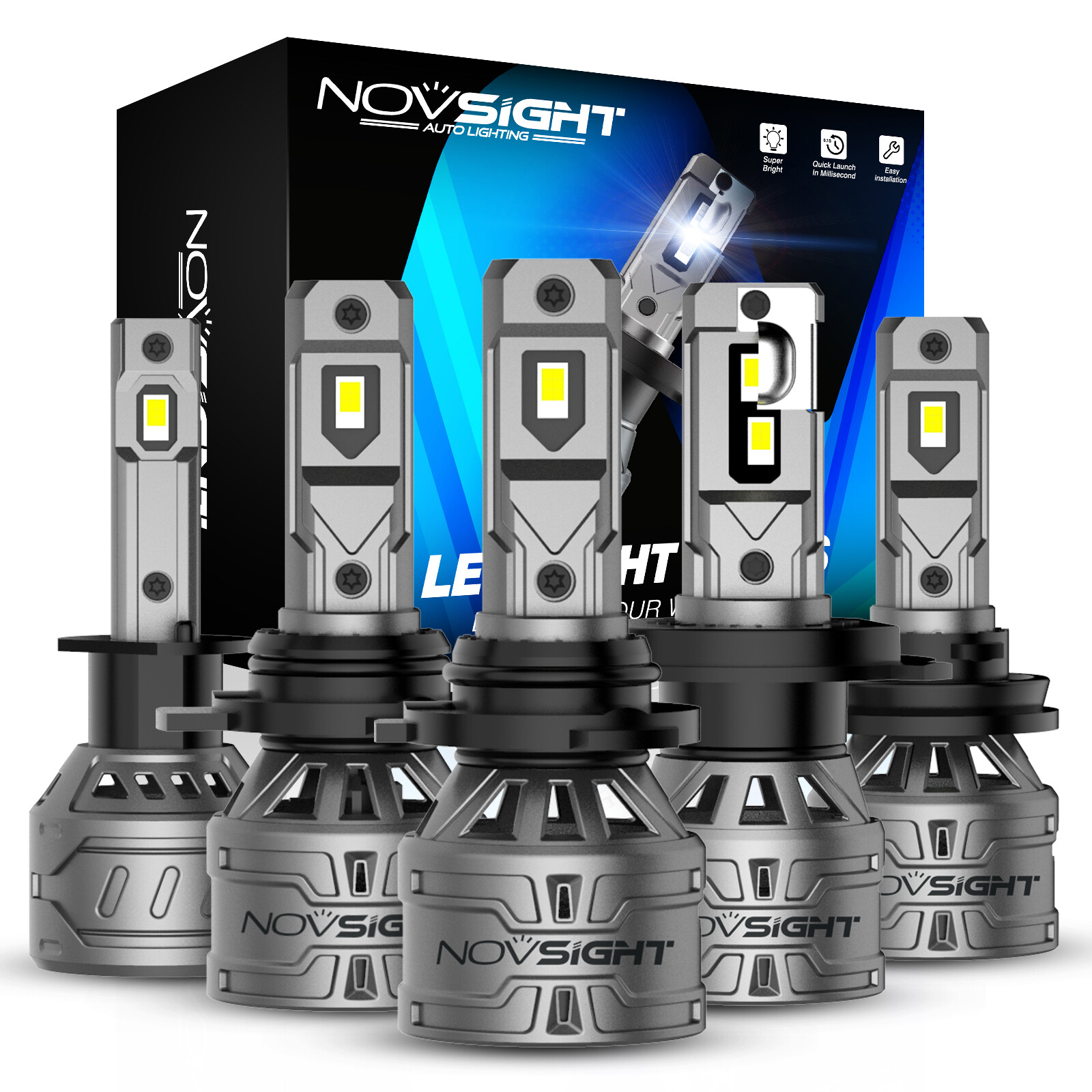 H4 H7 H11 H13 9012 9006 9005 LED Headlight Bulbs High/Low Beam 13000LM with Fan